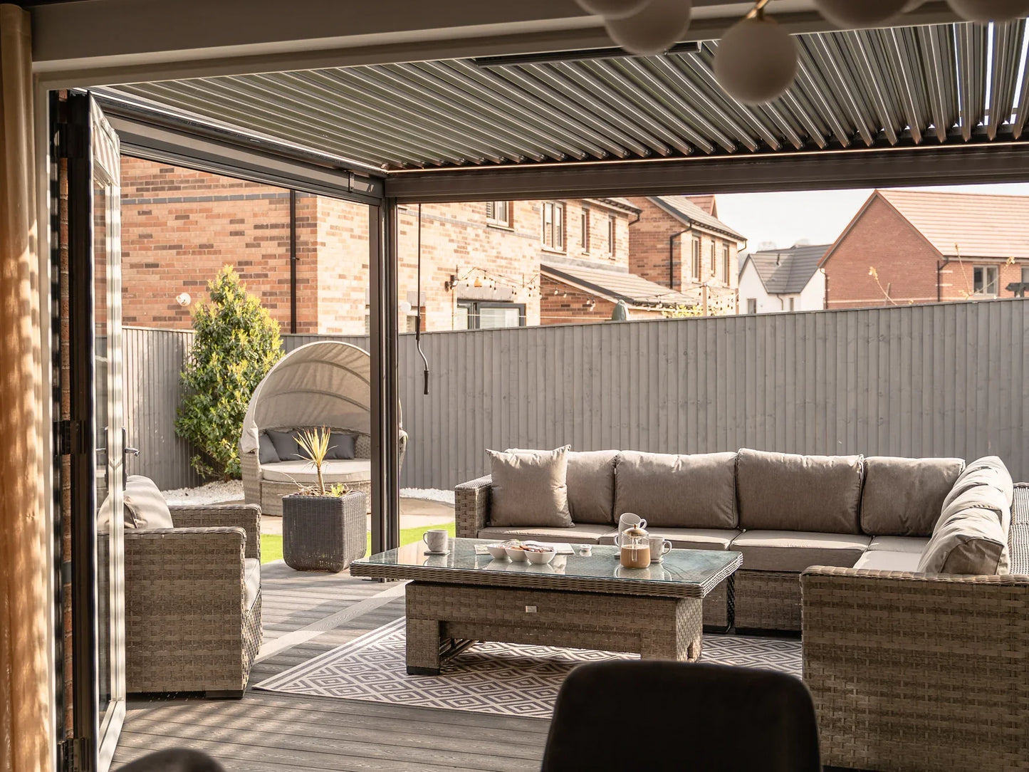 Bioclimatic Pergola with Drop Down Screen 1% Transmittal