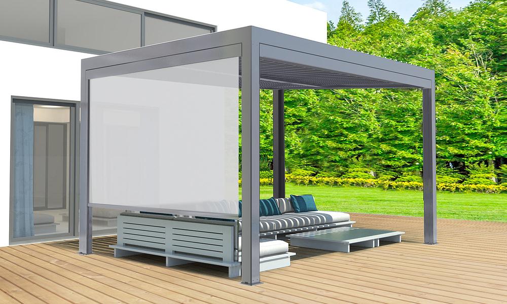 Bioclimatic Pergola with Drop Down Screen 1% Transmittal